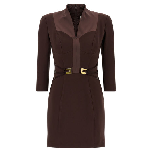 Elisabetta Franchi Brown Polyester Short Dress