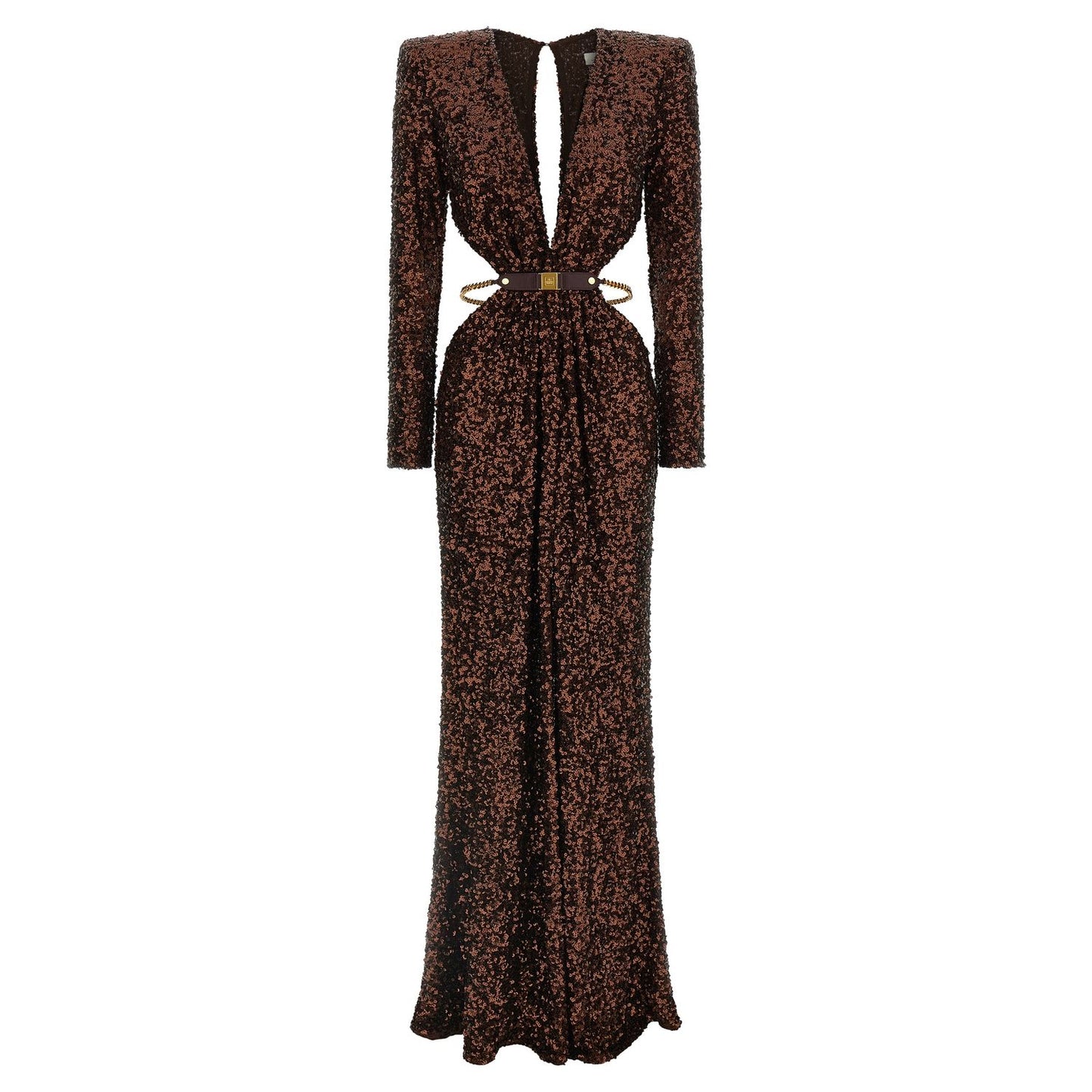 Elisabetta Franchi Brown Polyester Long Dress