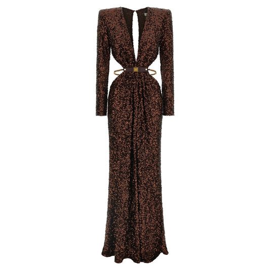 Elisabetta Franchi Brown Polyester Long Dress
