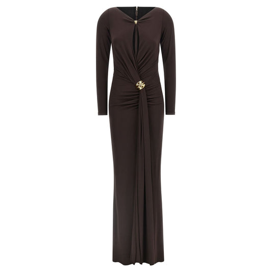 Elisabetta Franchi Brown Viscose Long Dress