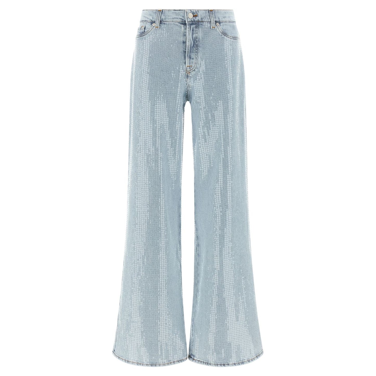 7 For All Mankind Blue Cotton Flared Jeans