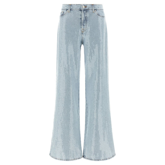 7 For All Mankind Blue Cotton Flared Jeans