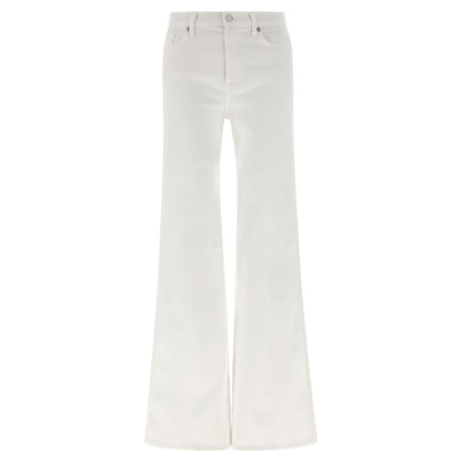 7 For All Mankind White Cotton Flared Jeans