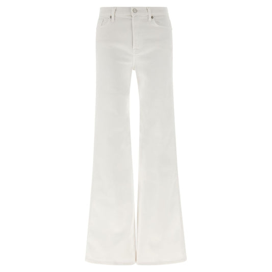 7 For All Mankind White Cotton Flared Jeans