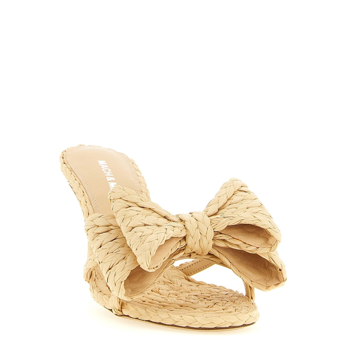 MACH & MACH Beige Raffia Stiletto Heel Sandals