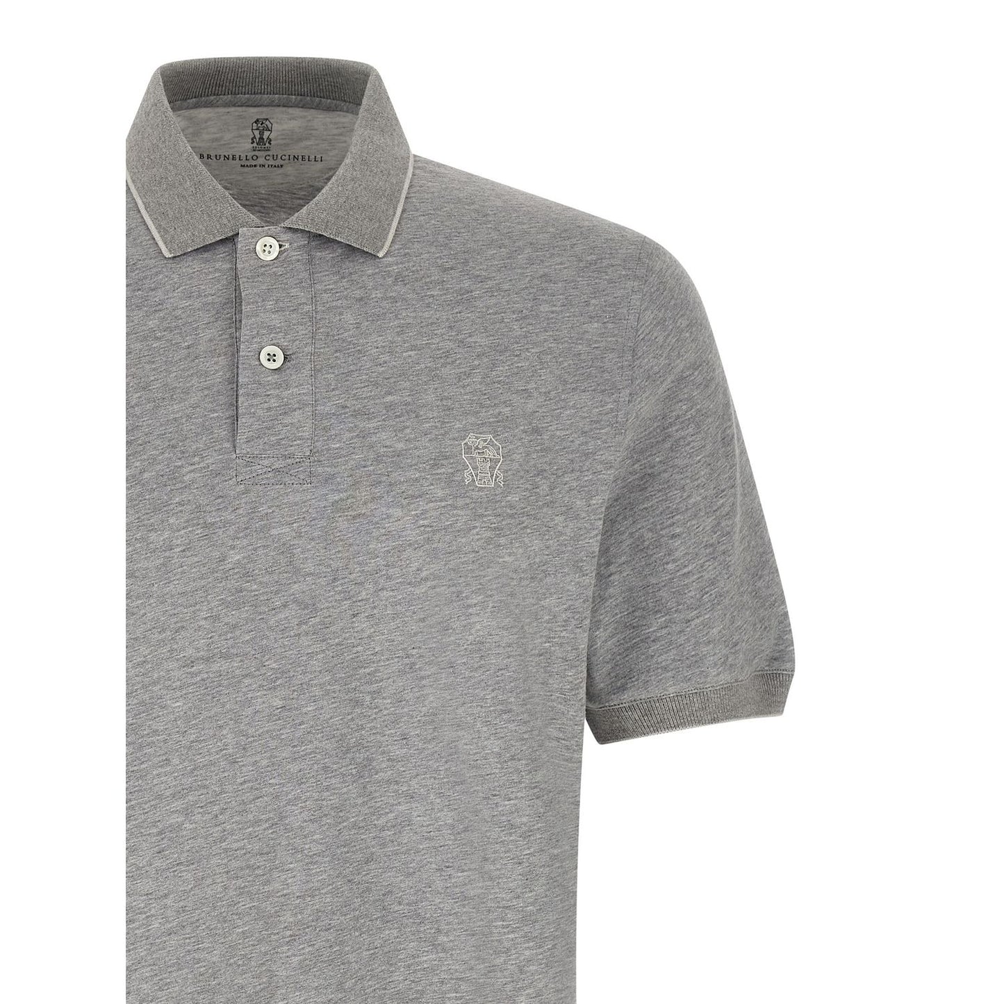 Brunello Cucinelli Gray Cotton Polo Shirt
