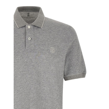 Brunello Cucinelli Gray Cotton Polo Shirt