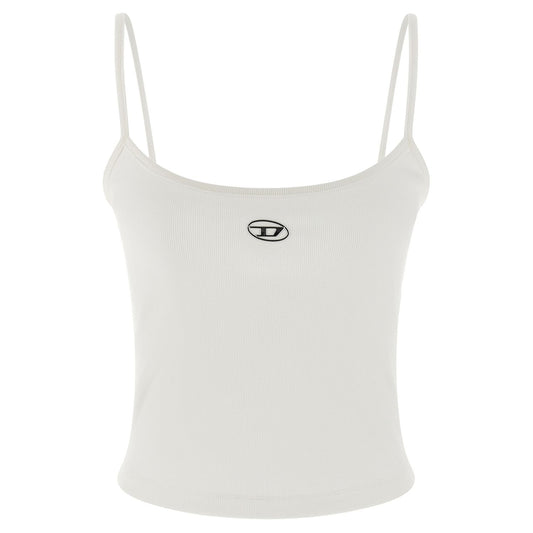 Diesel White Cotton Tank Tops