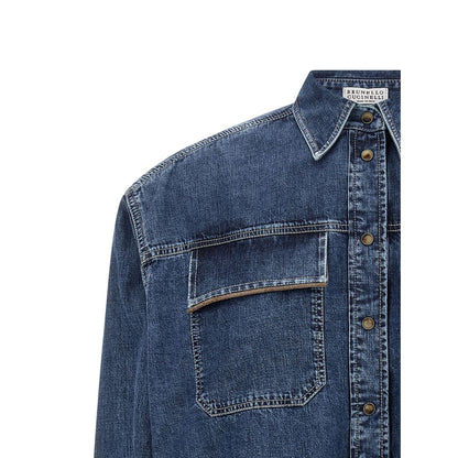 Brunello Cucinelli Blue Cotton Blouse