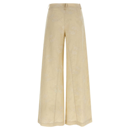 PINKO Beige Linen Flared Pants
