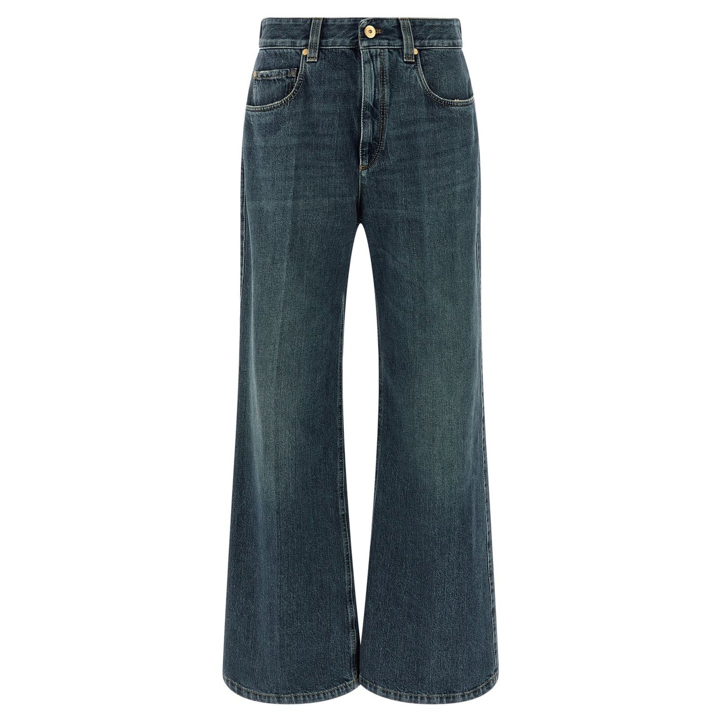 Brunello Cucinelli Blue Cotton Flared Jeans