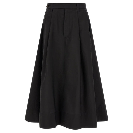 Brunello Cucinelli Black Cotton Midi Skirt
