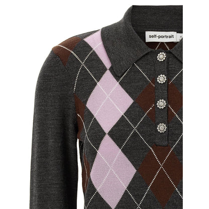 Self-Portrait Gray Wool Cardigan
