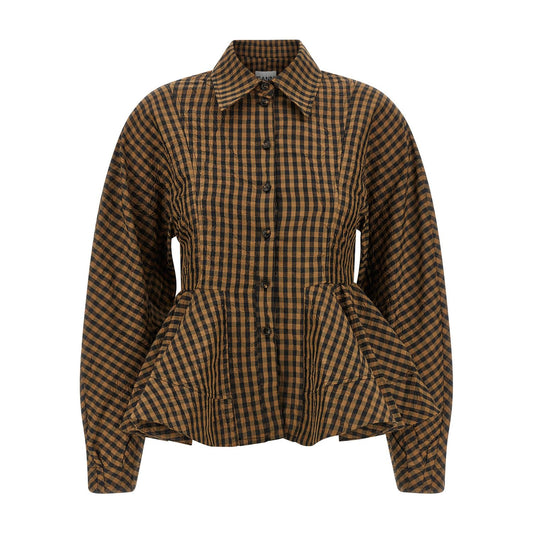 Ganni Brown Recycled Polyester Blouse