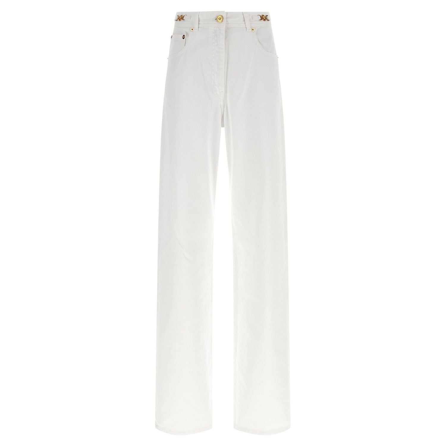 Versace White Cotton Straight-Leg Jeans
