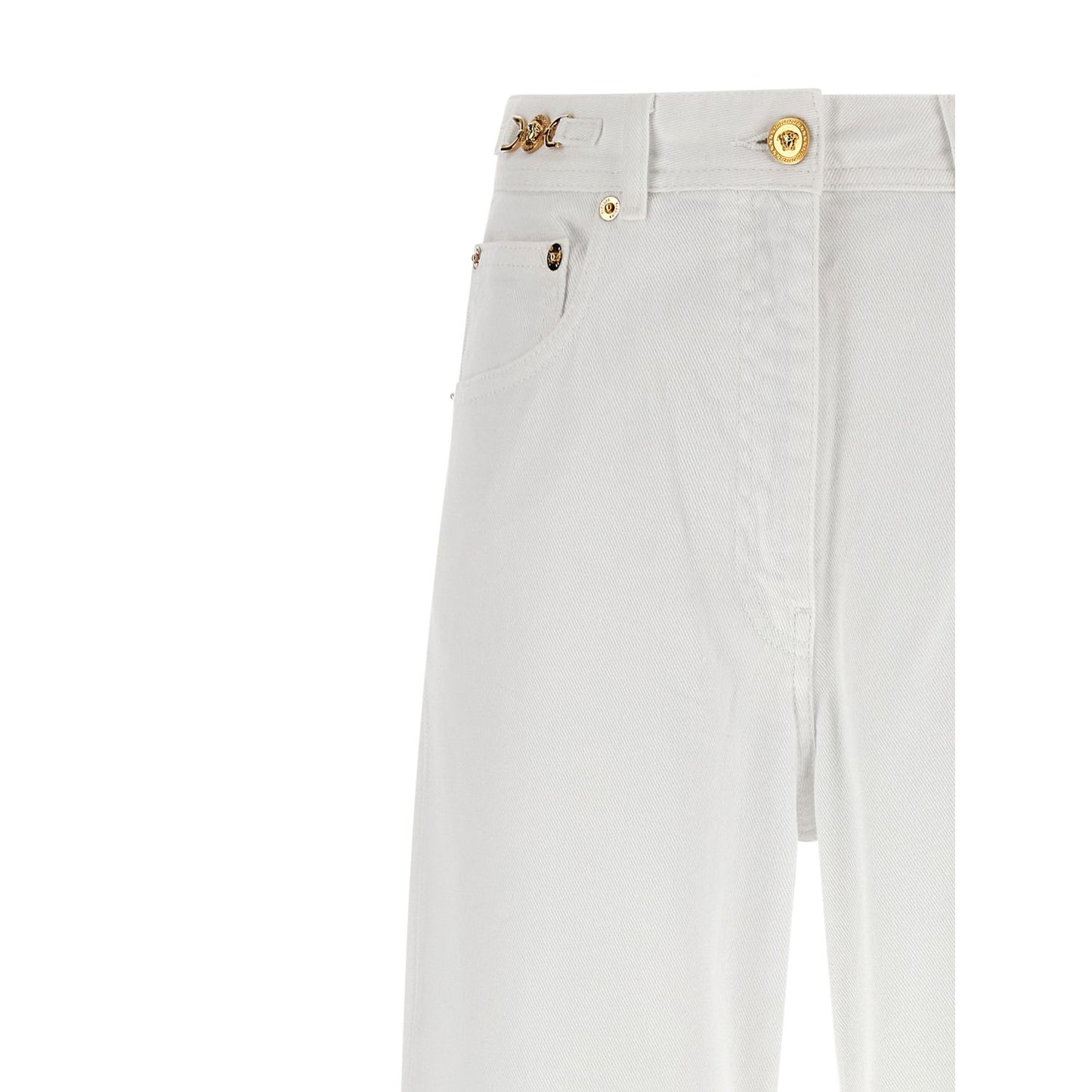 Versace White Cotton Straight-Leg Jeans