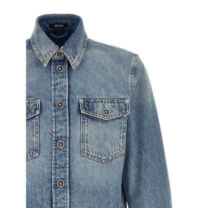 Versace Blue Cotton Blouse