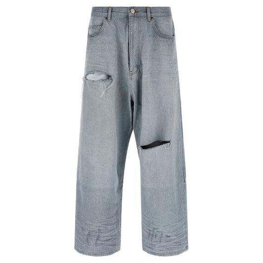 Balenciaga Blue Cotton Relaxed Fit Jeans