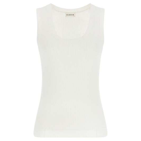 P.A.R.O.S.H. White Cotton Sleeveles T-Shirt