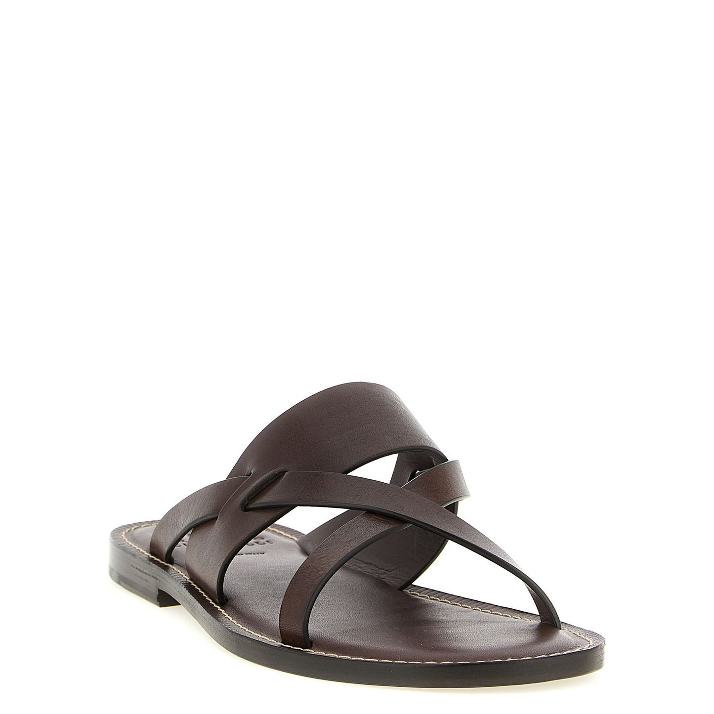 Brunello Cucinelli Brown Calfskin Slides