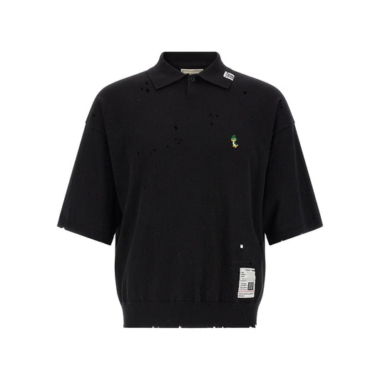 Maison Mihara Yasuhiro Black Cotton Polo Shirt