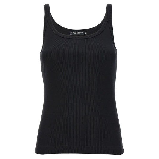 Dolce & Gabbana Black Cotton Tank Tops