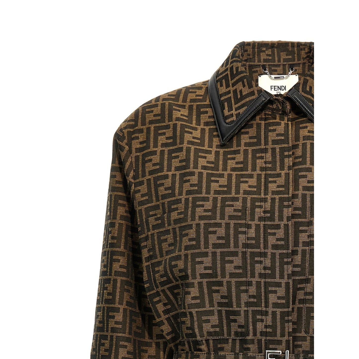 Fendi Brown Polyester Leather Jacket