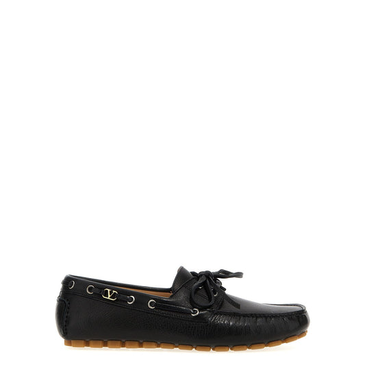 Valentino Garavani Black Buffalo Leather Slip-On Loafers