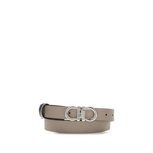Ferragamo Gray Calf Leather Bos Taurus Regular Belt