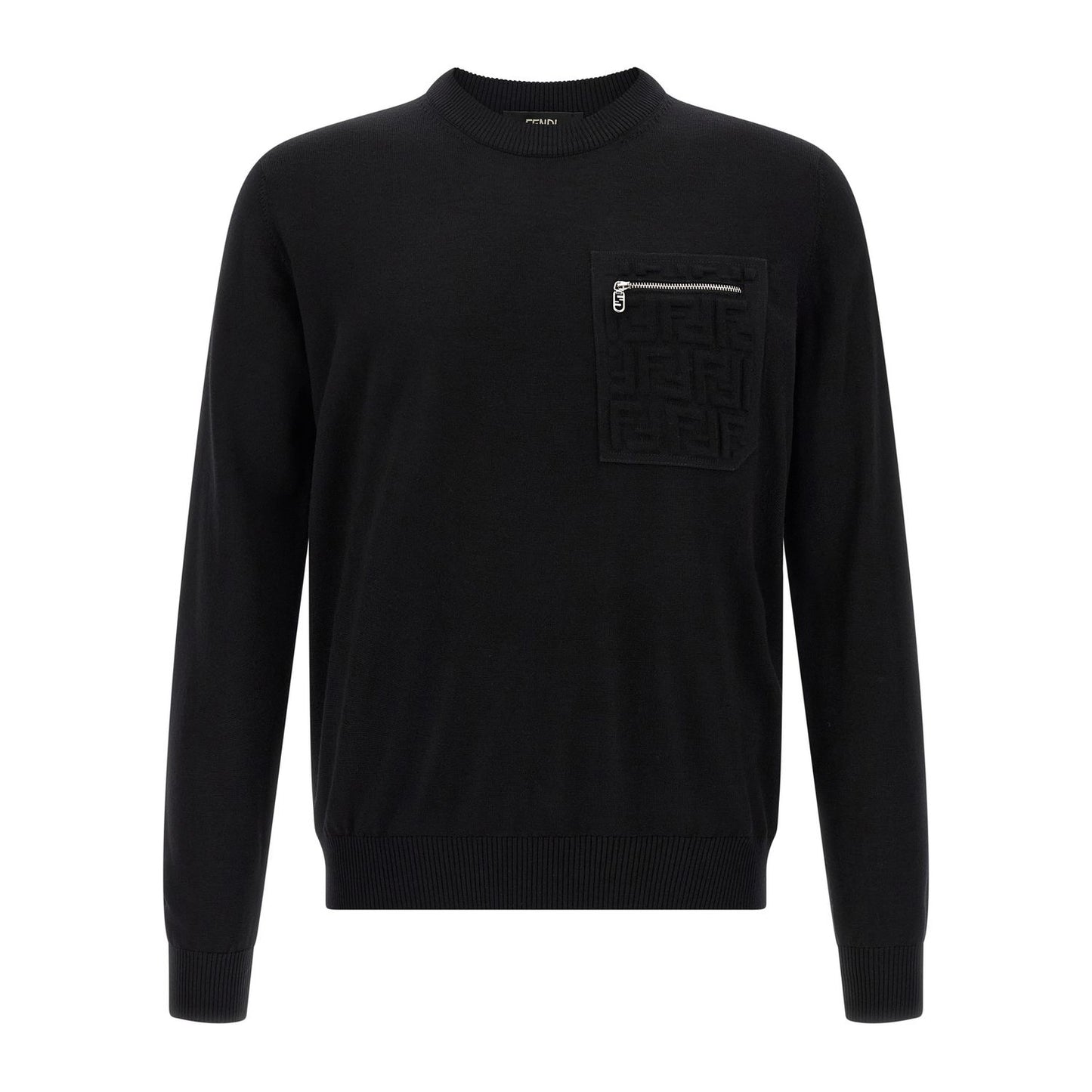 Fendi Black Virgin Wool Cardigan