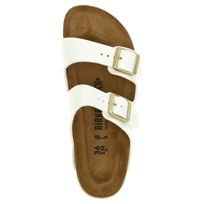 Birkenstock White Artificial Leather Slides