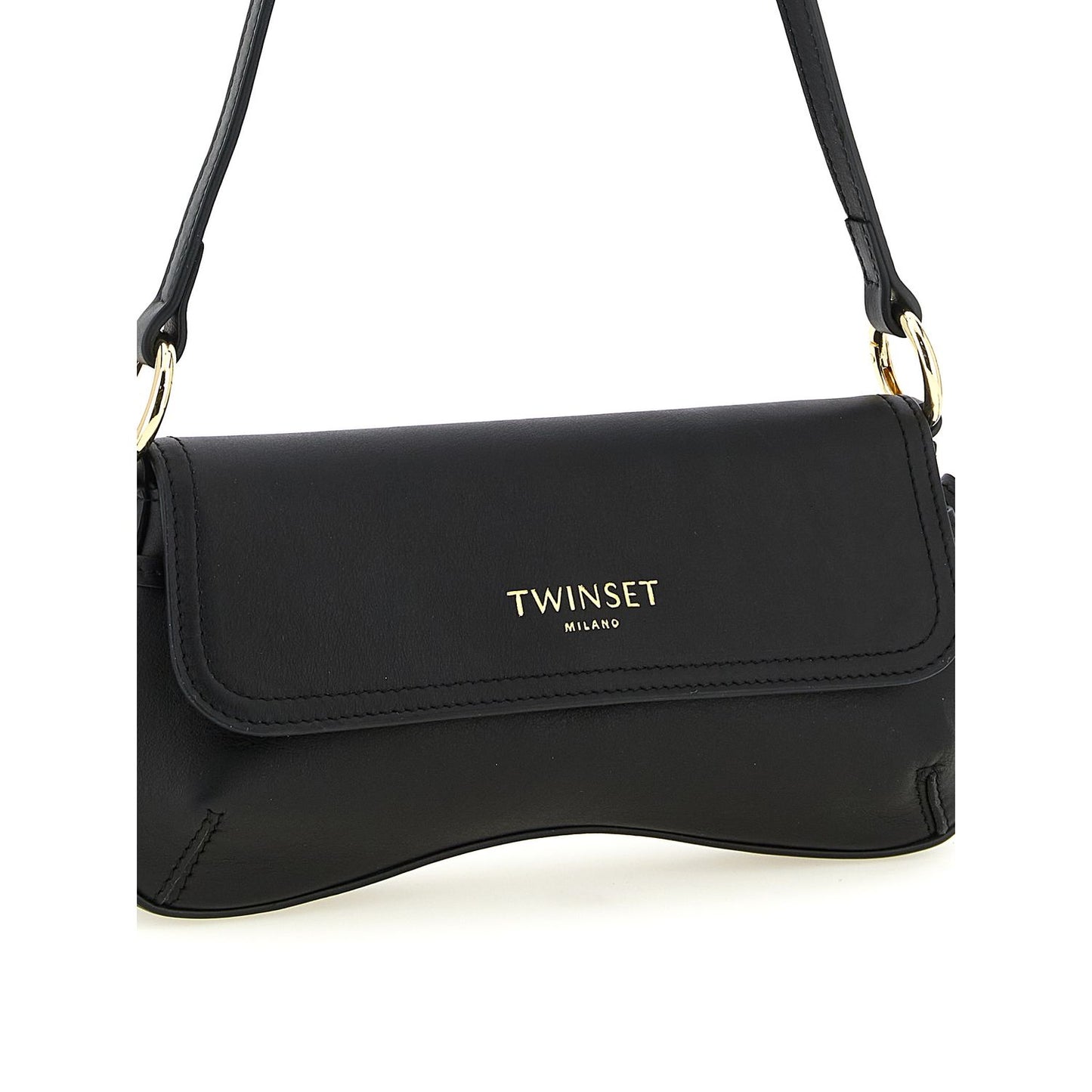 Twinset Black Leather Shoulder Bag