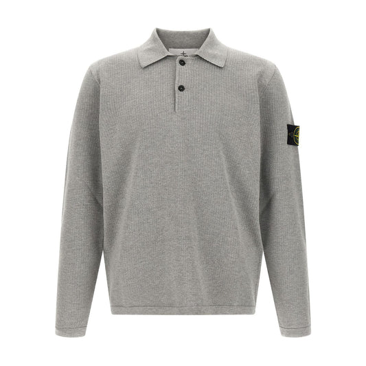 Stone Island Gray Cotton Polo Shirt