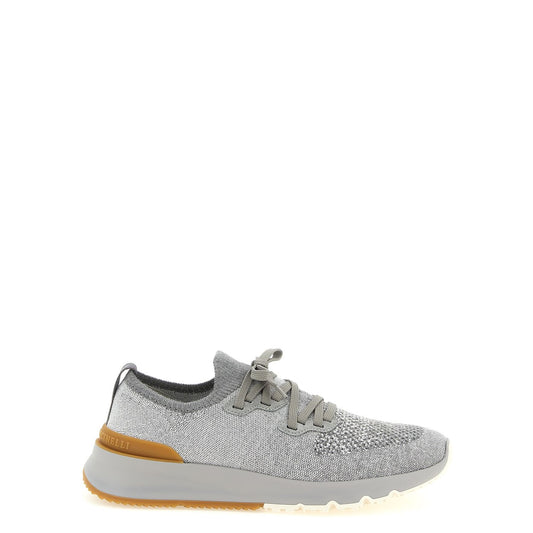 Brunello Cucinelli Gray Cotton Athletic Sneakers