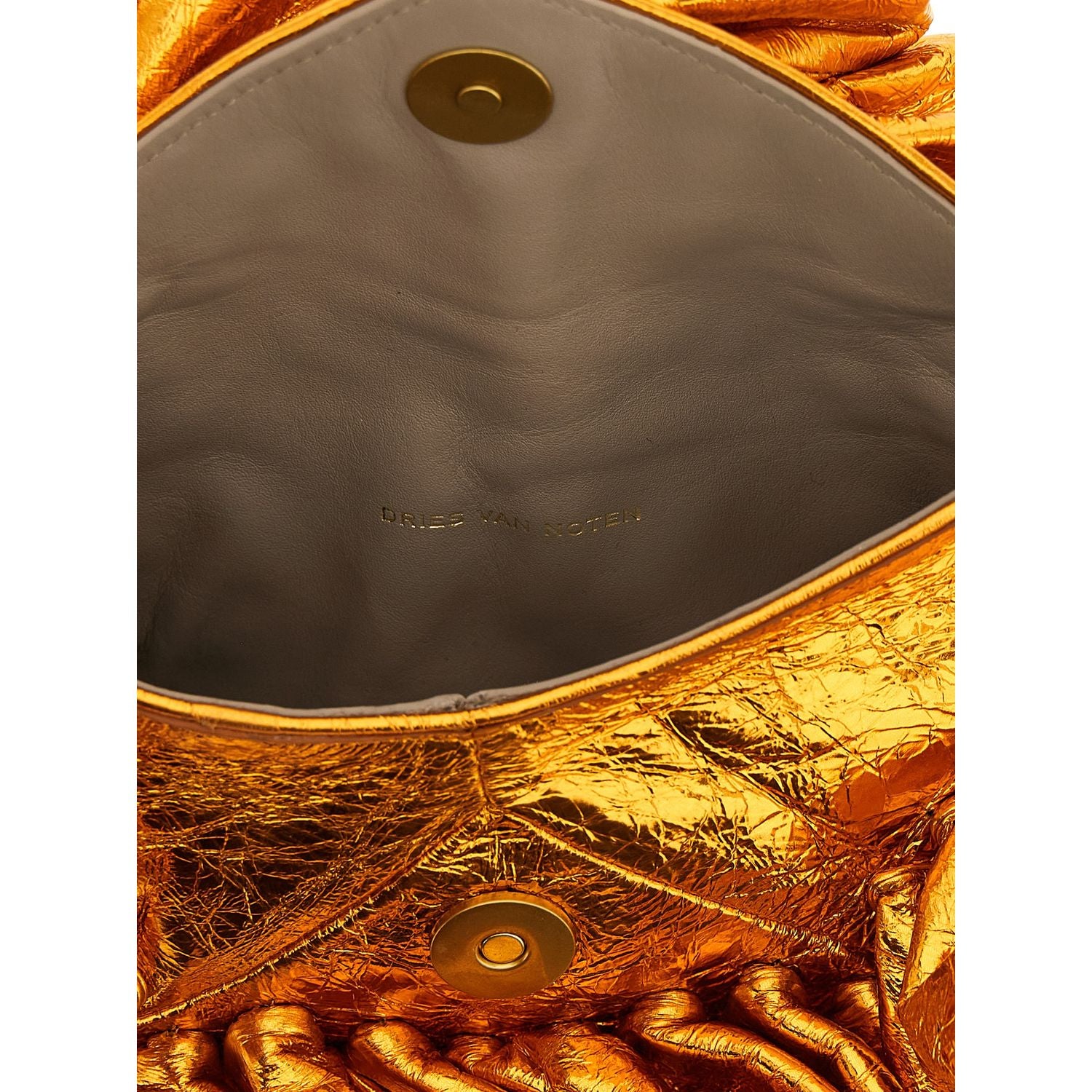 Dries Van Noten Orange Cowhide Clutch Bag