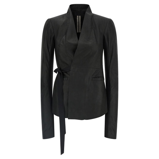Rick Owens Black Lamb Leather Leather Jacket