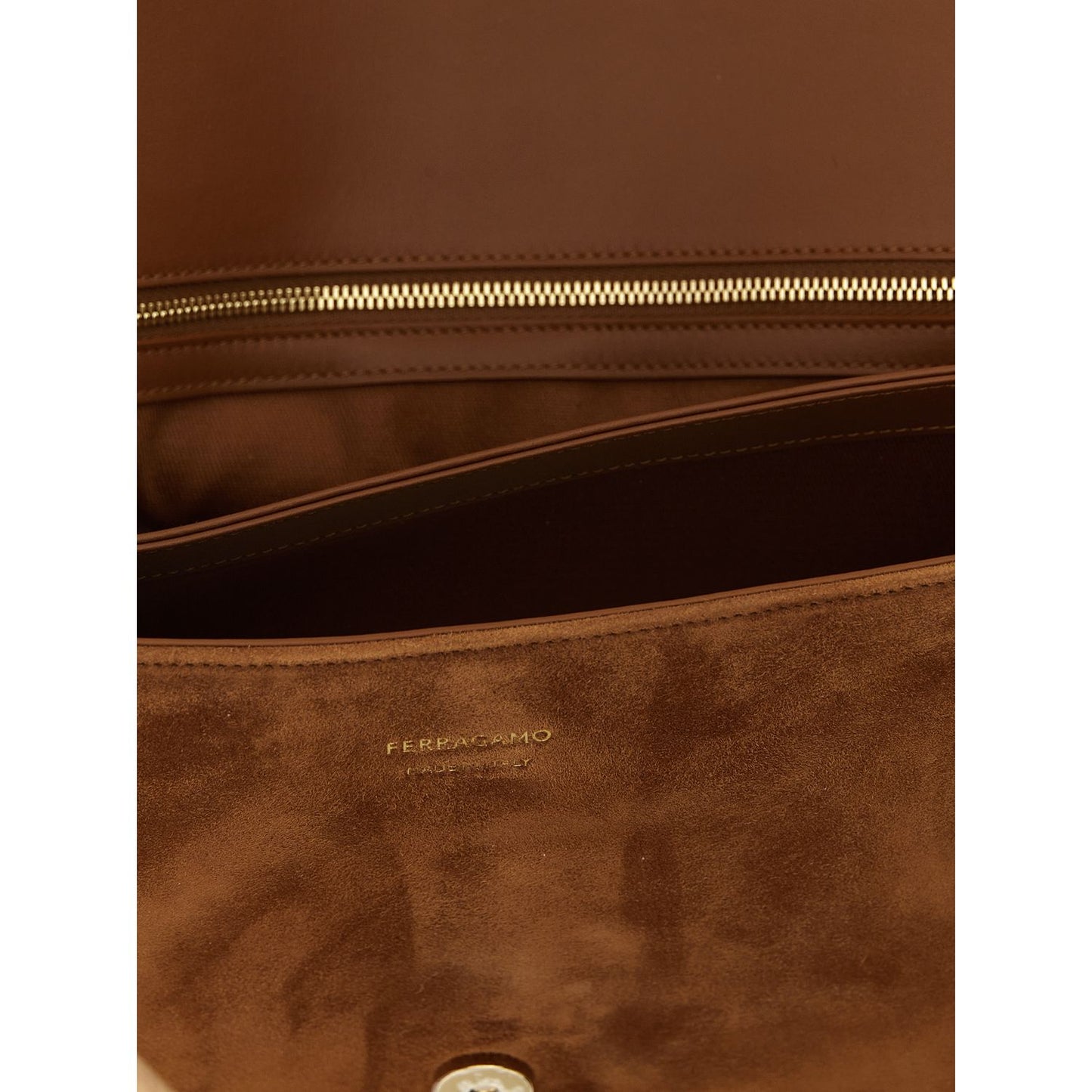 Ferragamo Brown Goatskin Shoulder Bag
