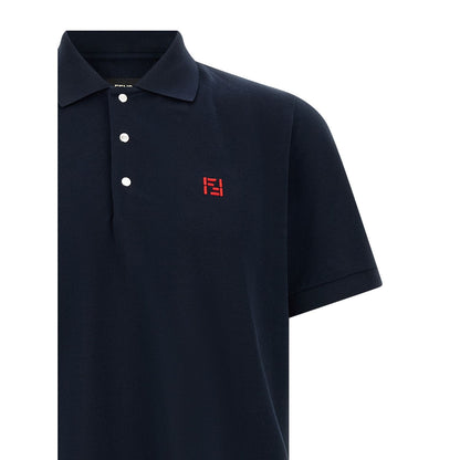 Fendi Blue Cotton Polo Shirt