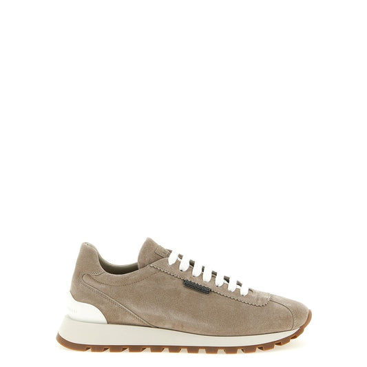 Brunello Cucinelli Beige Calfskin Athletic Sneakers