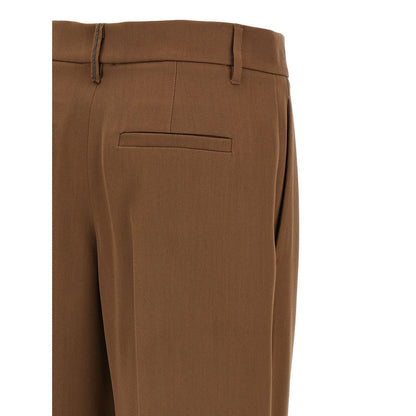 Brunello Cucinelli Brown Virgin Wool Casual Pants