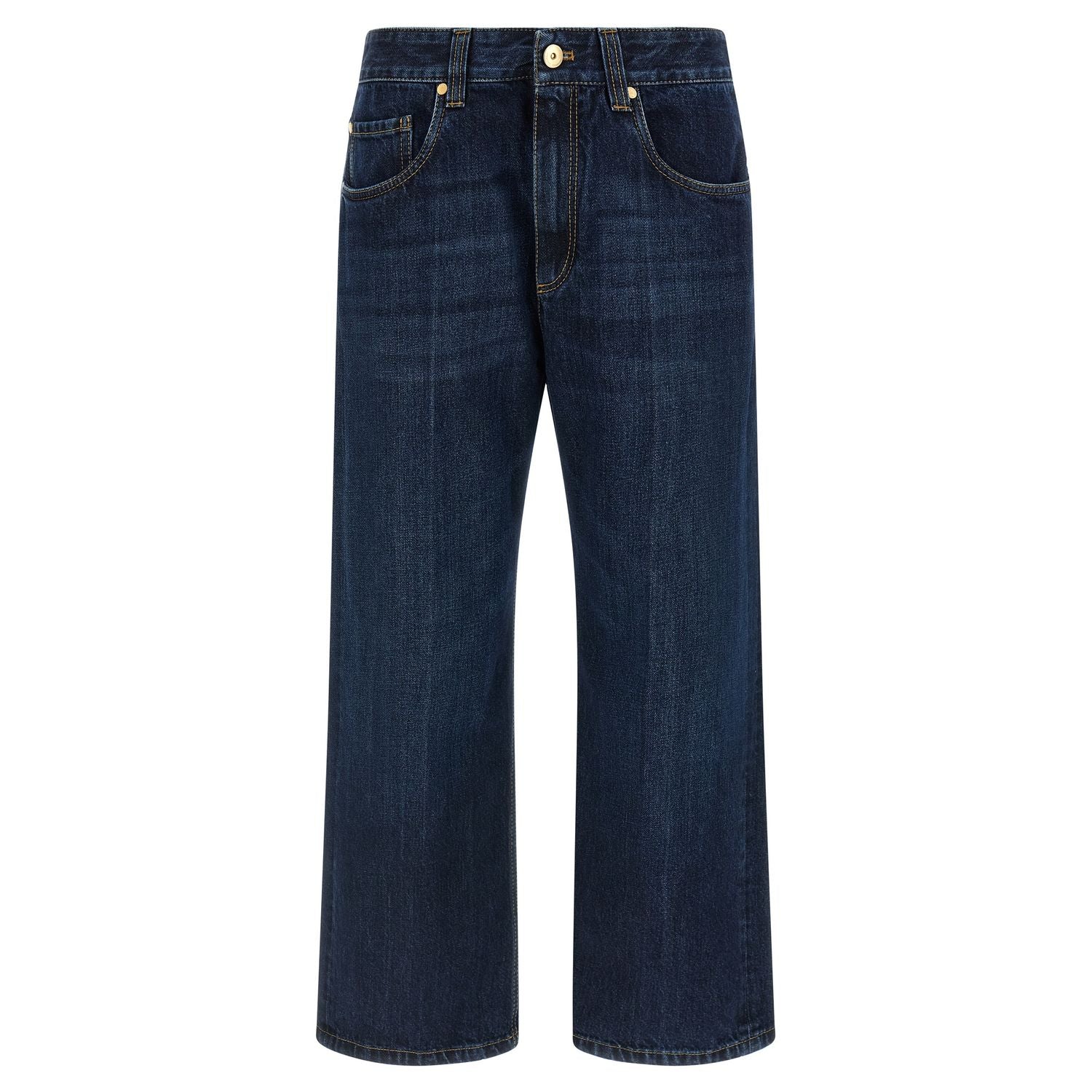 Brunello Cucinelli Blue Cotton Cropped Jeans