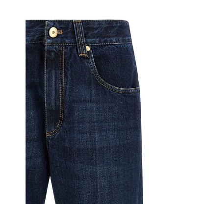 Brunello Cucinelli Blue Cotton Cropped Jeans