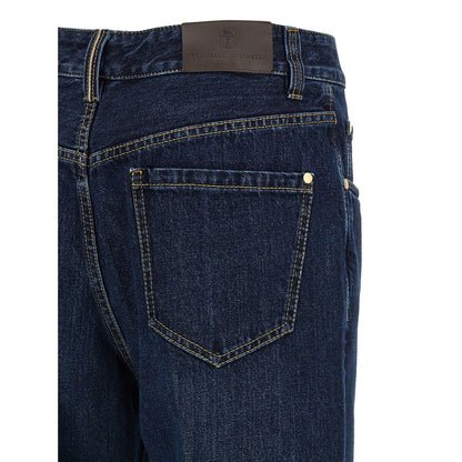 Brunello Cucinelli Blue Cotton Cropped Jeans