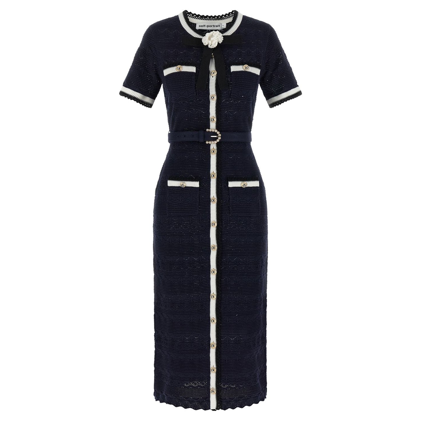 Self-Portrait Blue Cotton Midi Dress