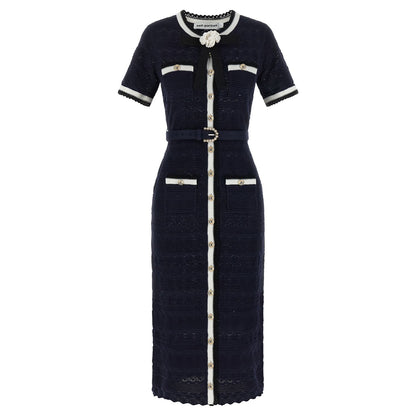 Self-Portrait Blue Cotton Midi Dress