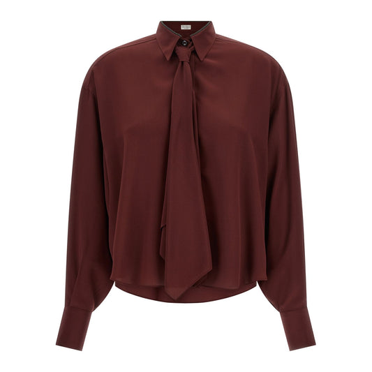 Brunello Cucinelli Bordeaux Silk Blouse