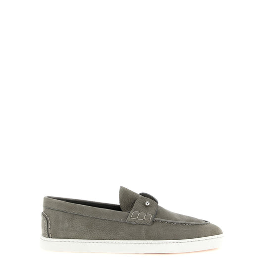 Christian Louboutin Gray Calfskin Slip-On Loafers