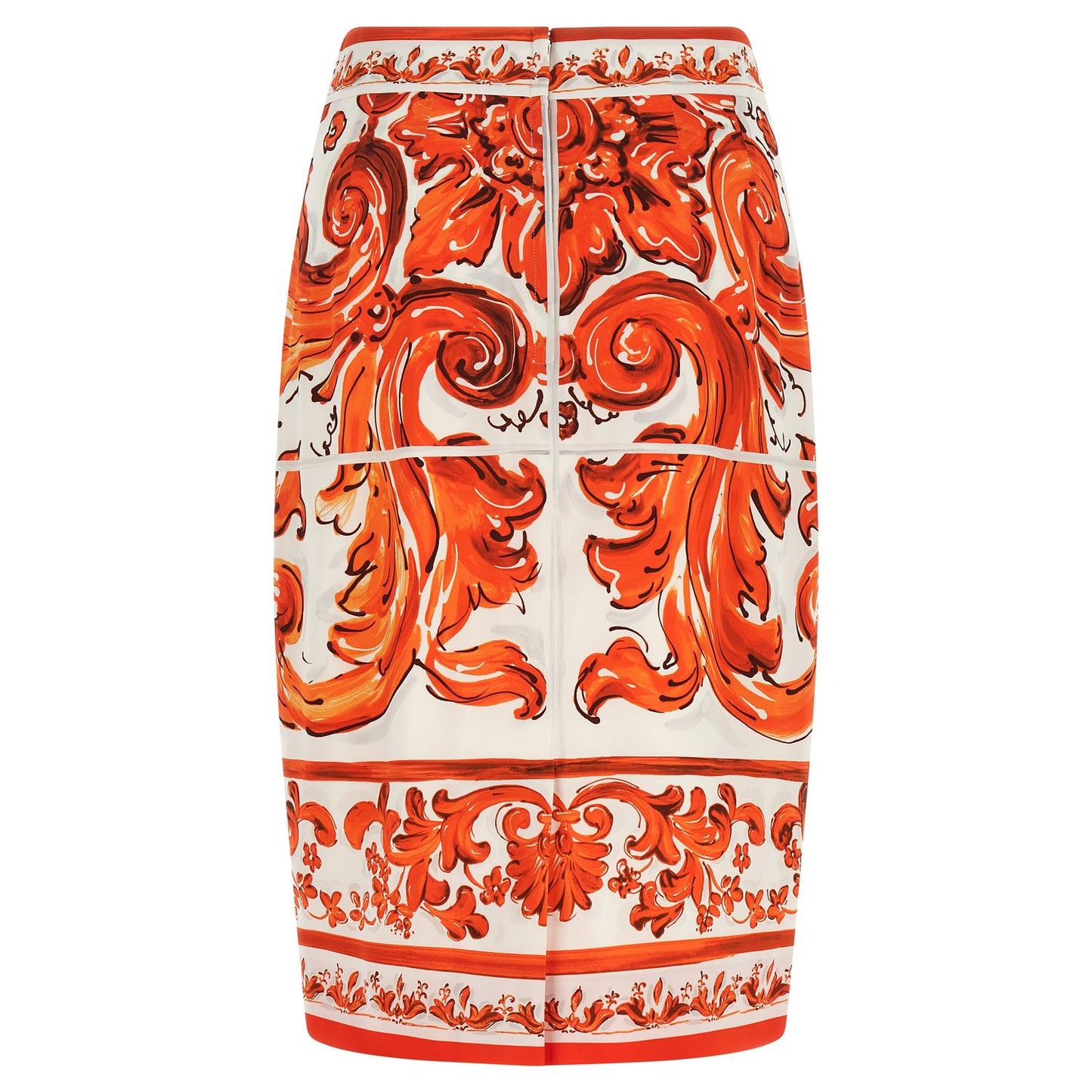 Dolce & Gabbana Orange Silk Midi Skirt