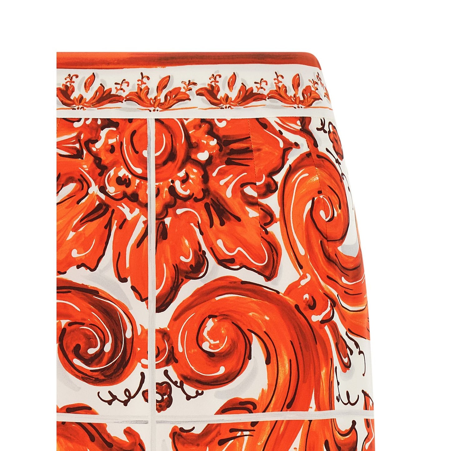 Dolce & Gabbana Orange Silk Midi Skirt