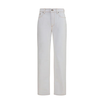 Versace White Cotton High-Waisted Jean